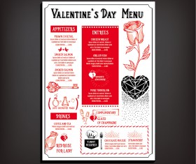 Valentines day restaurant menu vintage vector 08