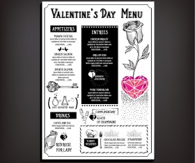 Valentines day restaurant menu vintage vector 09