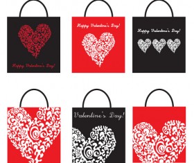 Valentines day shopping bag with heart vector set