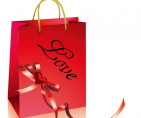 Valentines shopping bag with ribbon bow vector