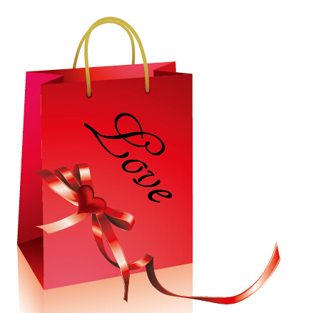 Valentines shopping bag with ribbon bow vector