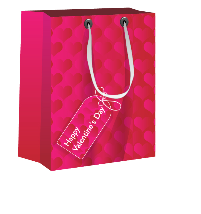 Valentines shopping bag with tags vector