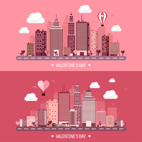 Valentines tay city template vector 01