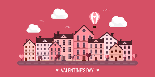 Valentines tay city template vector 05