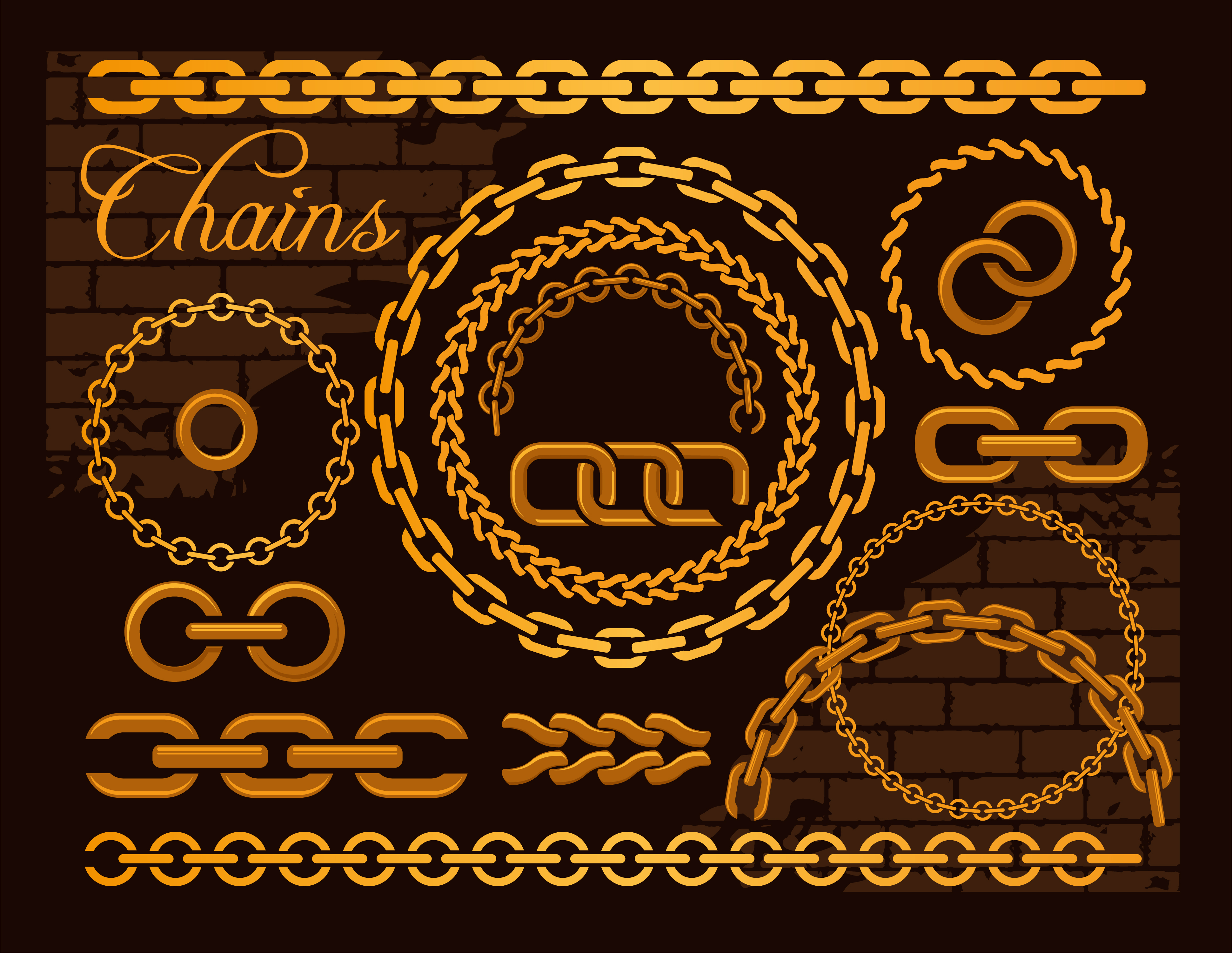 Vector golden chains illustration 01