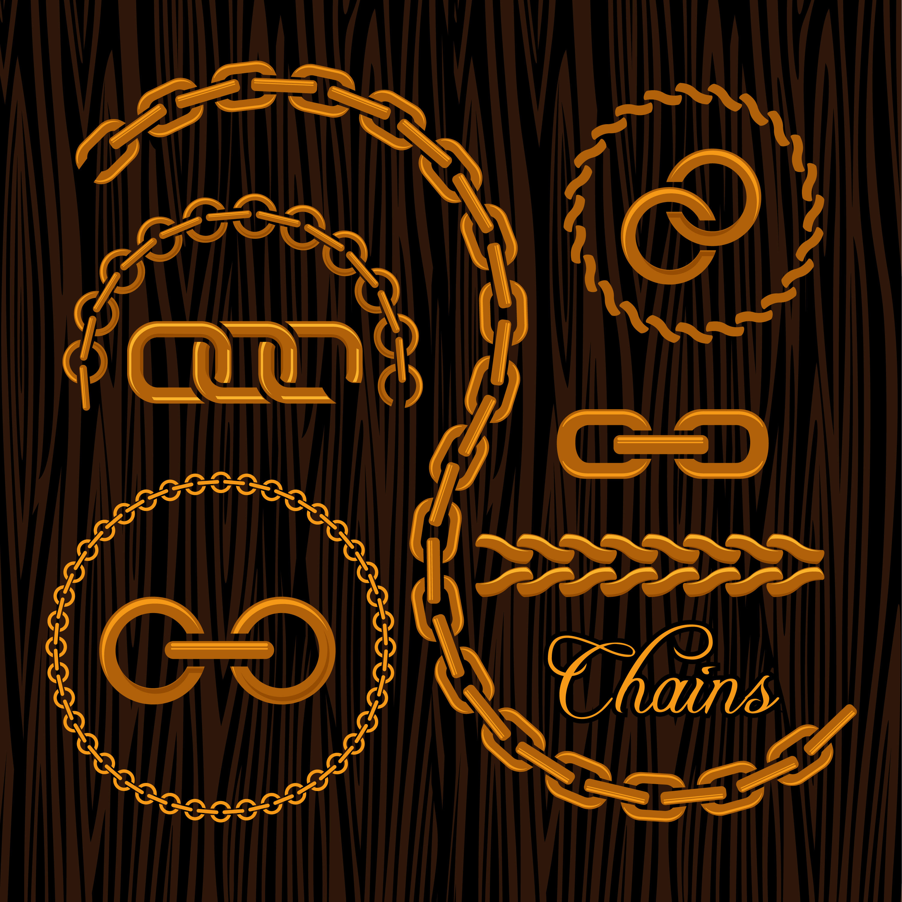 Vector golden chains illustration 02