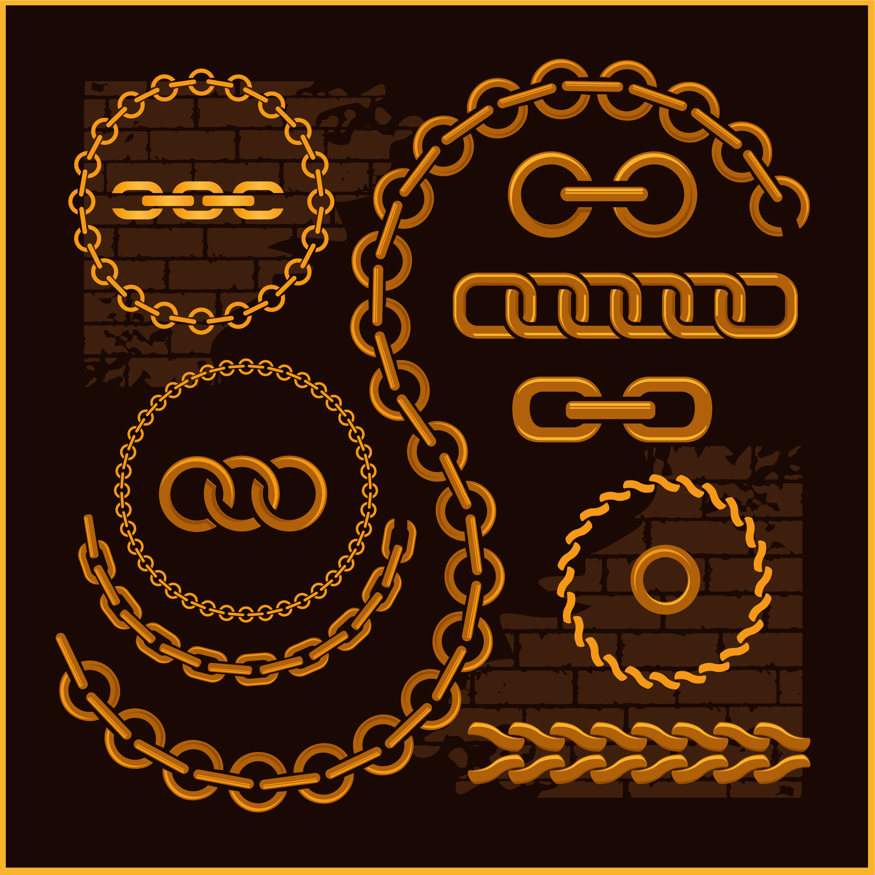 Vector golden chains illustration 03