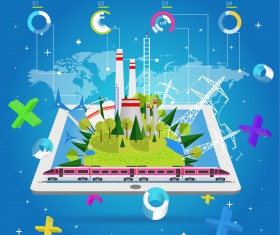 Vector train station infographics template 05
