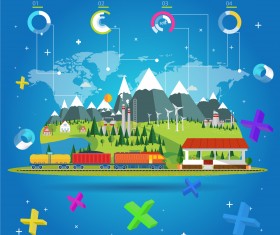 Vector train station infographics template 08