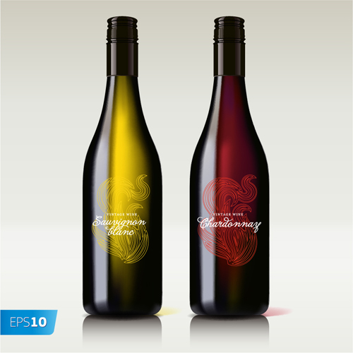Vector wine bottle design material set 01