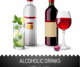 Vector wine bottle design material set 08