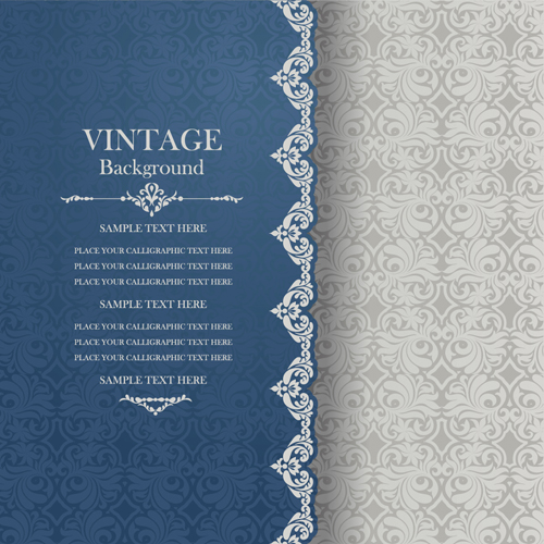 Vintage background with decor floral vector 01