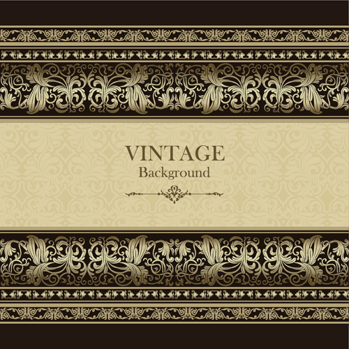 Vintage background with decor floral vector 02