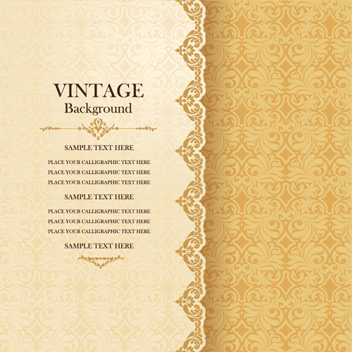 Vintage background with decor floral vector 03