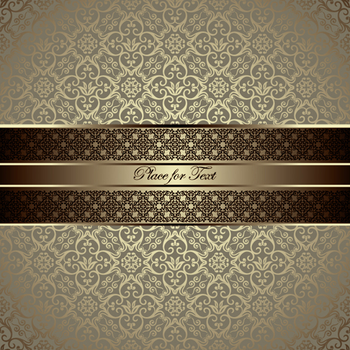 Vintage background with decor floral vector 05