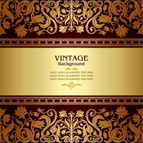 Vintage background with decor floral vector 08
