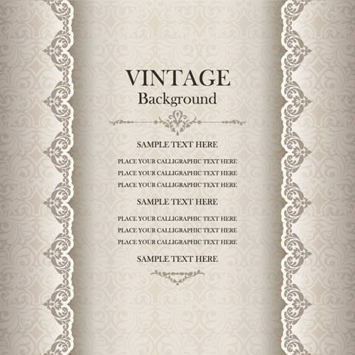Vintage background with decor floral vector 09