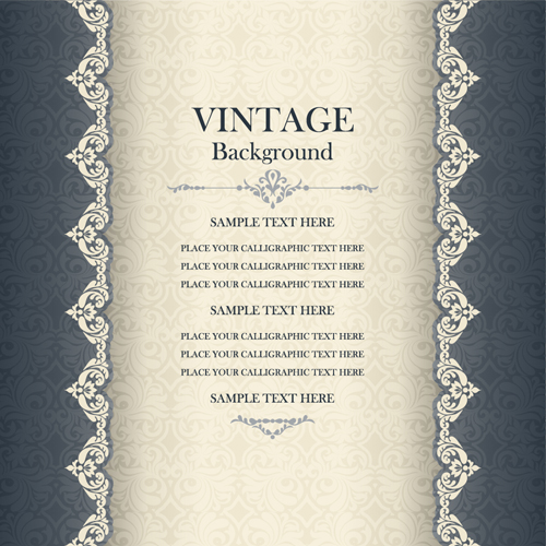 Vintage background with decor floral vector 10