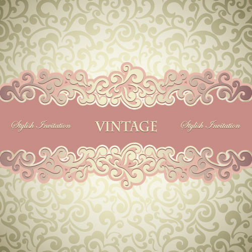 Vintage background with decor floral vector 11