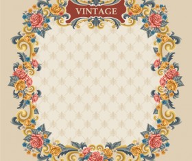 Vintage flowers frame vectors 02