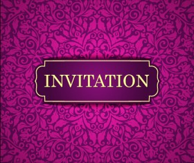 Vintage invitation card with purple floral pattern vector 05