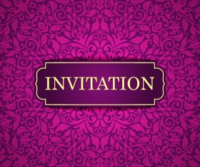 Vintage invitation card with purple floral pattern vector 10