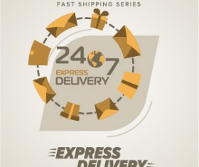 Vintage poster express delivery vector material 03