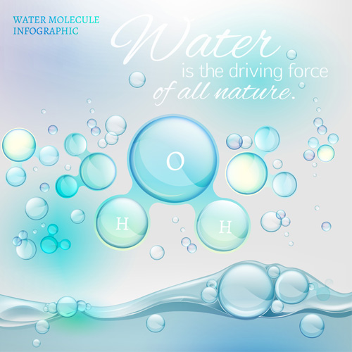 Water molecule infographics creative vectors set 06