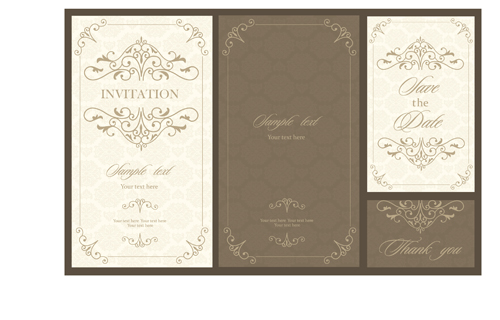 Wedding invitation card with floral vecotr 01