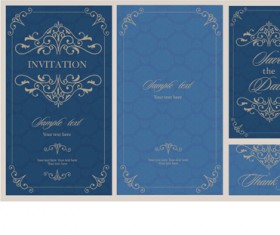 Wedding invitation card with floral vecotr 03
