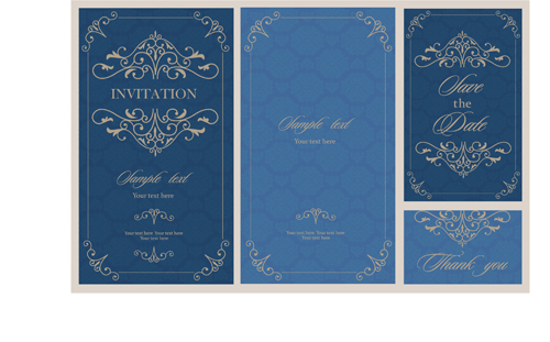 Wedding invitation card with floral vecotr 03