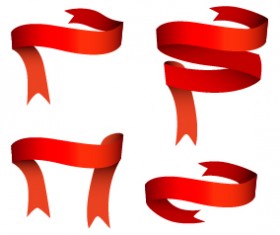 White background with red ribbon vector 01