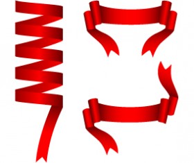 White background with red ribbon vector 02
