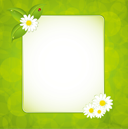 White flower with green background vector