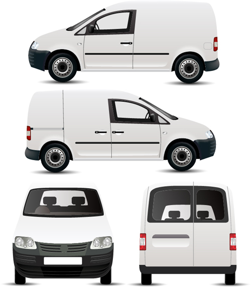 White minivan illustration vector 01