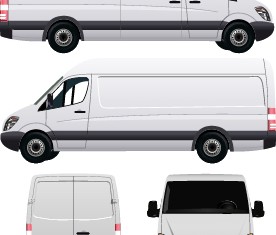 White minivan illustration vector 02