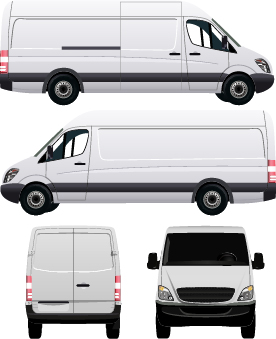 White minivan illustration vector 02