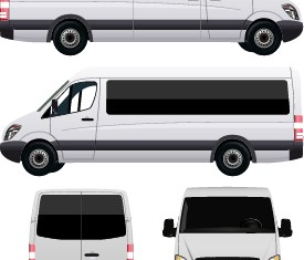 White minivan illustration vector 03