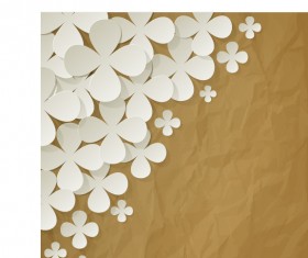 White paper flower with brown paper vector background