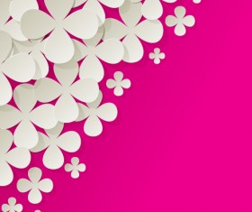 White paper flower with colored background vector 01