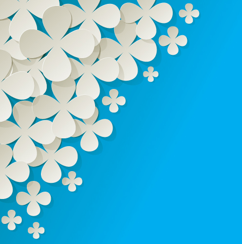 White paper flower with colored background vector 03