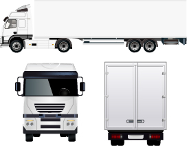 White truck with trailer vector material