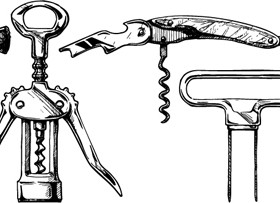 Wine Opener vintage hand drawn vector 01