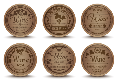 Wine wooden labels vintage vector