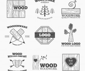 Wood woodwork logos design vector 01