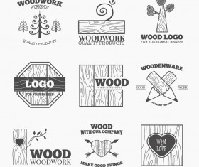 Wood woodwork logos design vector 02