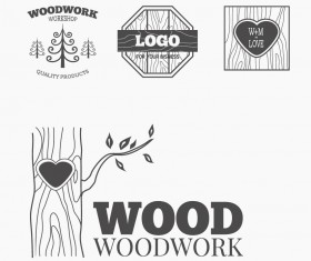 Wood woodwork logos design vector 03