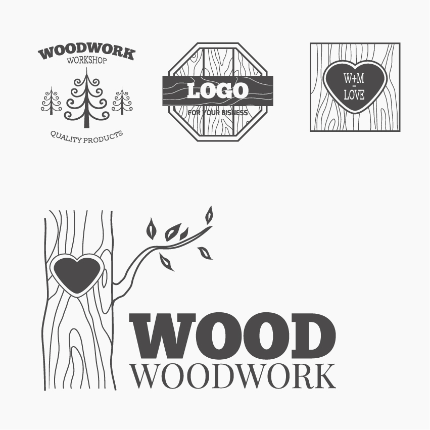 Wood woodwork logos design vector 03