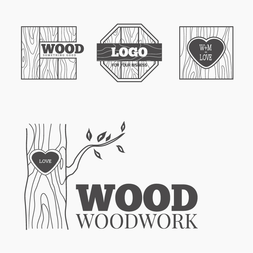 Wood woodwork logos design vector 04