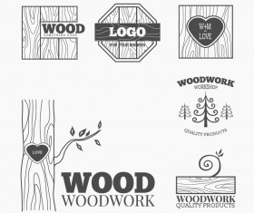 Wood woodwork logos design vector 05
